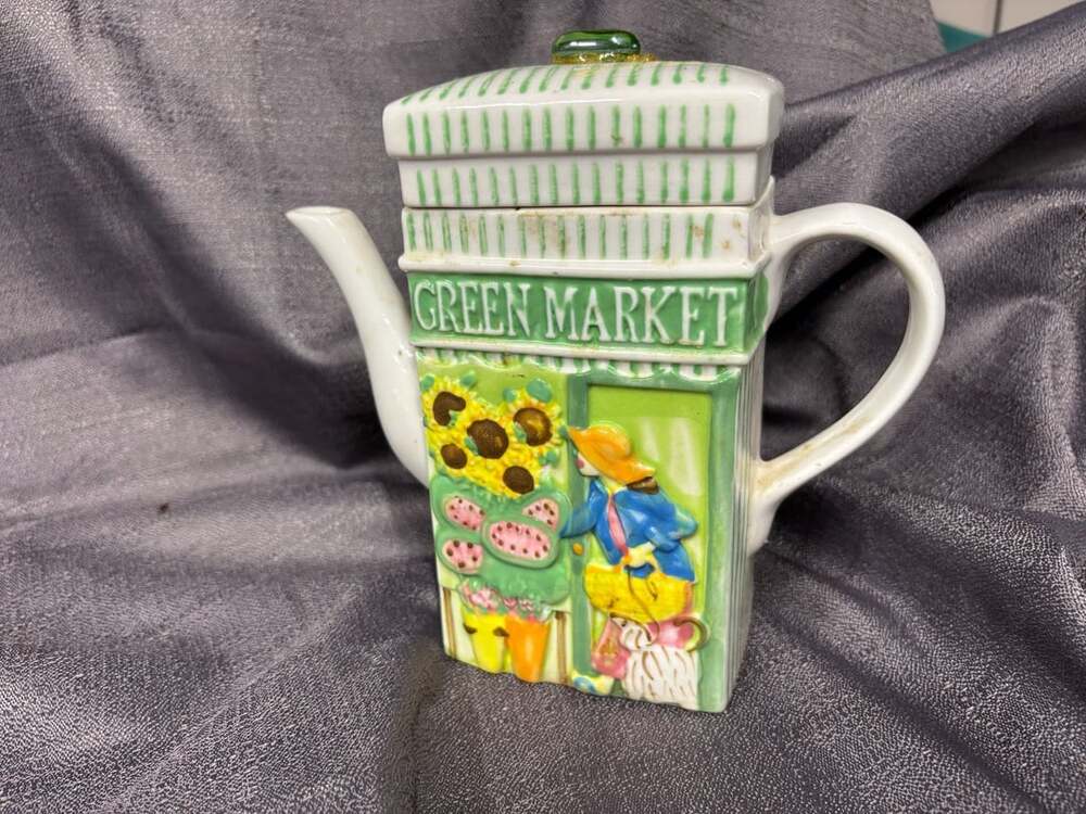 Green Market Lemonade Stand TEA POT FLOWER SHOP with Lid